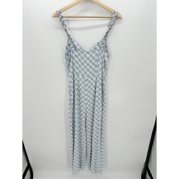 Urban Outfitters Blue White Gingham Print Sleeveless Romper Jumpsuit Viscose  XS - Picture 2 of 8